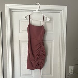 Elegant Mauve Ruched Dress
